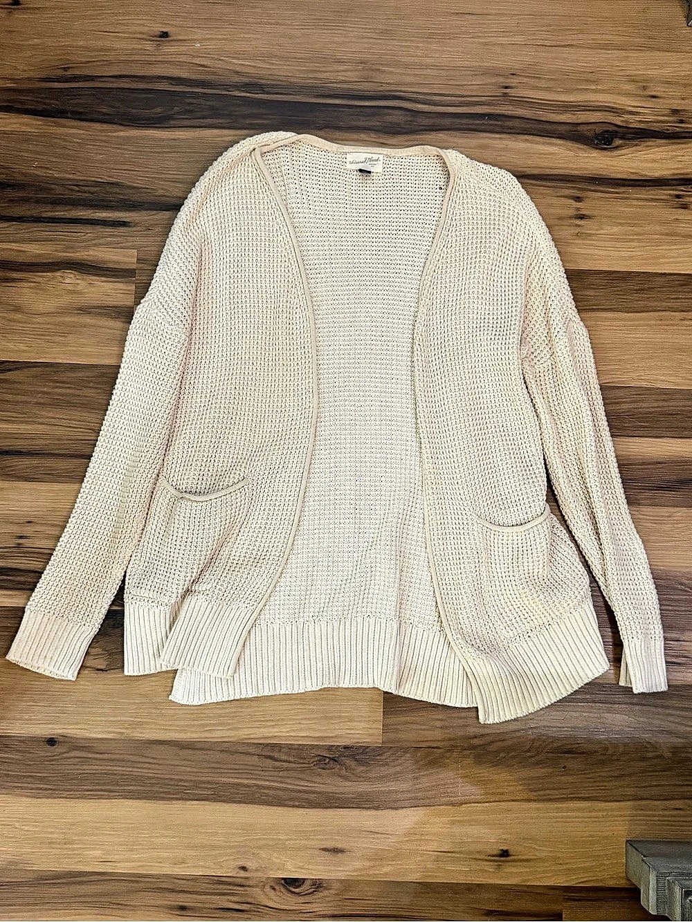 Universal Thread Open Front Waffle Knit Cardigan Cream Medium - Picture 2 of 4